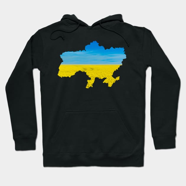 Ukraine national flag landscape map territory shape - Landscape resembling Ukrainian Flag colors Hoodie by mrsupicku